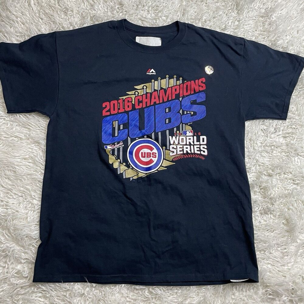 Chicago Cubs Shirt Mens Size L Large Black 2016 World Series Champion